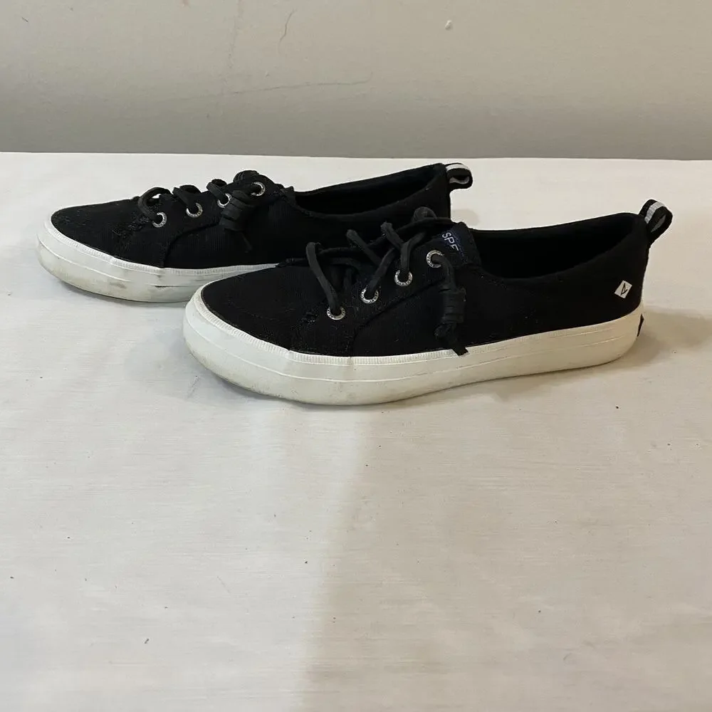 SPERRY TOPSIDERS CANVAS SNEAKERS SIZE 6.5 STS99251 BLACK